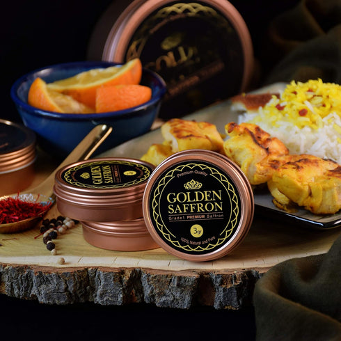 Golden Saffron, Finest Pure Premium All Red Saffron Threads, Grade A+ Super Negin, Non-GMO Verified. For Tea, Paella, Rice, Desserts, Golden Milk ...