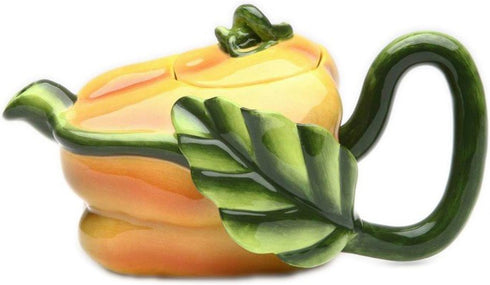 CG 20801 11 Oz Ceramic Yellow Pepper Teapot with Green Stem Handle...