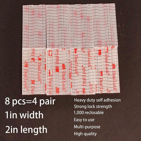 Dual Lock Fastener 1in x 2in 8pcs, Reclosable Interlocking Tape Heavy Duty EZ Pass Holder, Adhesive Hook Lock Sticky Back Mushroom Mounting Tape C...