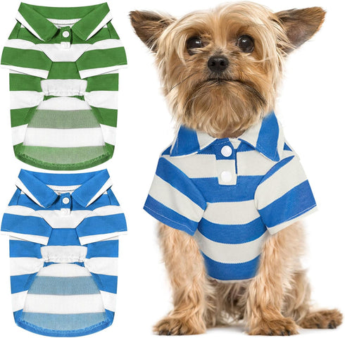 2 Pieces Stripe Dog Shirts Breathable Polo T-Shirts for Small Dogs Cats Girl Boy Puppy Sweatshirt for Chiuahaha Poodle Teacup Shihtzu Yorkie Small...