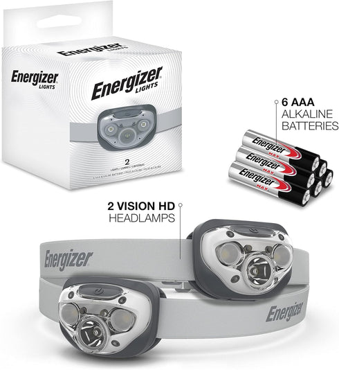 Energizer LED Headlamp PRO (2-Pack), IPX4 Water Resistant Headlamps, High-Performance Head Light for Outdoors, Camping, Running, Storm, Survival L...