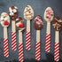 100 Pieces Wooden Spoons Disposable 5.5'' Christmas Disposable Wooden Spoon Pattern Wooden Spoons for Hot Chocolate Wooden Tasting Spoons for Cake...