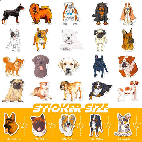 50Pcs Cute Dog Stickers Pack, Waterproof Vinyl Puppy Stickers for Water Bottle, Laptop, Suitcase, Bicycle, Notebooks, Diary, Scrapbooking, Kawaii ...