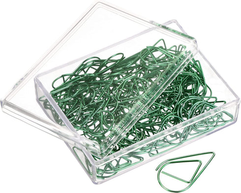 MECCANIXITY Paper Clip Drop-Shaped Cute Decorative Clips Bookmarks with Box 1 Inch Green for Organize Office Home, Pack of 100...