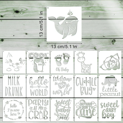 Baby Shower Stencils, Baby Stencils for Painting Fabric Stencils for Clothes Animals Pattern Templates for Boy Girl Bodysuit Bibs Bags Shirts Shoe...