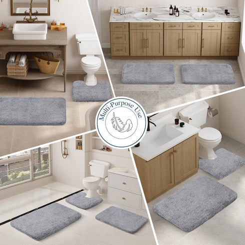 Walensee Bathroom Rug, Non Slip Bath Mat (16 x 24, Grey) Water Absorbent Soft Microfiber Shaggy Mat Machine Washable, Thick Plush Rugs for Shower...