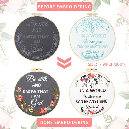 You're Awesome Keep That Up Embroidery Kit for Beginners, Funny Embroidery Starter Kit Craft Kit Stamped Cross Stitch Set Birthday Gift for Women,...