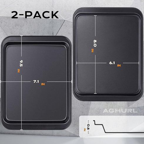 Baking Sheets, Small Cookie Trays, Nonstick Carbon Steel Baking Pan, Bakeware Set, 2-Pack, 9.45 X 7.09 Inch (Inner 7.5x6)...