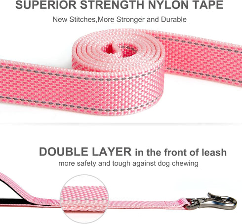 Fida 4 FT Heavy Duty Dog Leash with 2 Comfortable Padded Handles, Traffic Handle & Advanced Easy Snap Hook, Reflective Walking Lead for Large, Med...