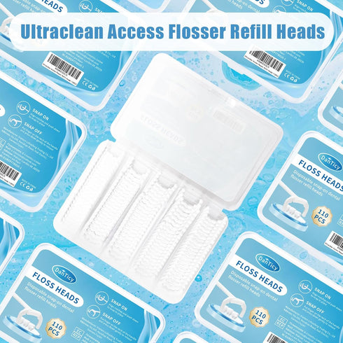 Ultraclean Access Flosser Refill Heads Snap-On Dental Flosser Refill Heads for Proper Oral Care & Hygiene 110PCS...