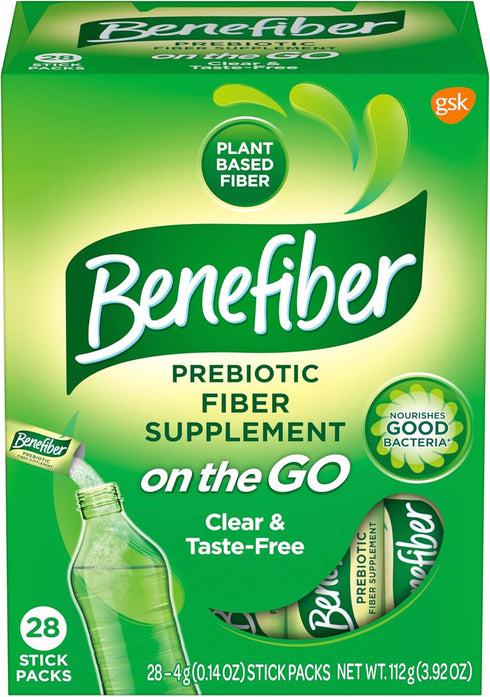 Benefiber On the Go Prebiotic Fiber Supplement Powder for Digestive Health, Daily Fiber, Unflavored - 28 Sticks (3.92 Ounces)...