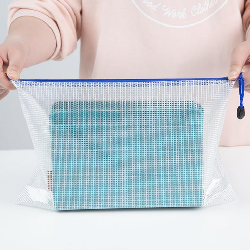 Koogel 5PCS Mesh Zipper Pouches, Zipper File Bags Poly Zip Envelopes Waterproof Puzzle Bags for A4 Paper Travel Office School Cosmetics...