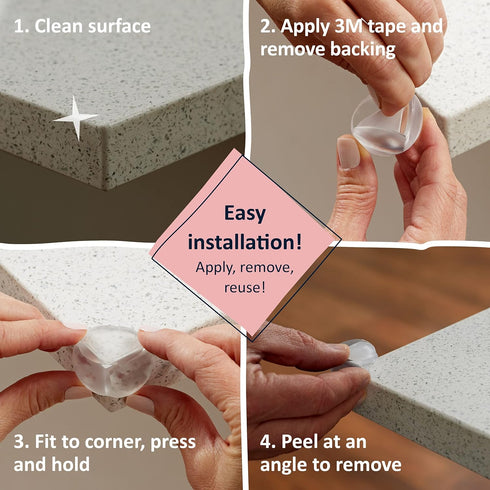Bebe Earth Baby Proofing Corner Protectors, 12 Furniture Corner Guards Bumpers for Table - Clear Child Safety Protector for Home, New Parents and ...