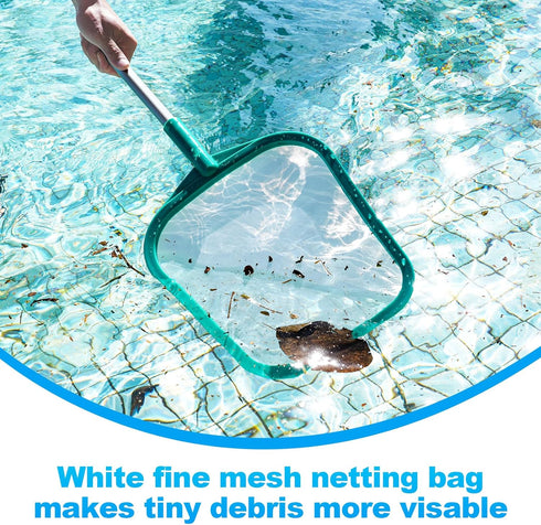 Pool Skimmer - Pool Net with Pole, Pool Skimmer Net with Solid Plastic Frame, Skimmer Net with Fine Mesh Net, Hot Tub Skimmer Net...