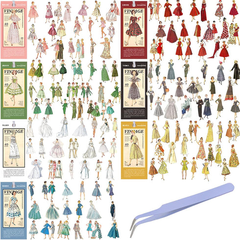 280 Pcs Vintage Washi Stickers for Journaling,Retro Fashion Women Girls People Scrapbook Stickers Scrapbooking Supplies Kit Junk Bullet Journals S...