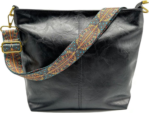 Hobo Bags Vegan Leather Crossbody Bag Guitar Strap Hobo Purses and Handbags Bucket Bags Shoulder Bag with Zipper...
