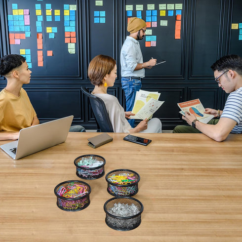 Paper Clip Holder for Desk, Paper Clip Holders, Mesh Paperclip Holders Metal Paper Clip Dispenser Organizer for Desk Binder Clip Holder Container ...