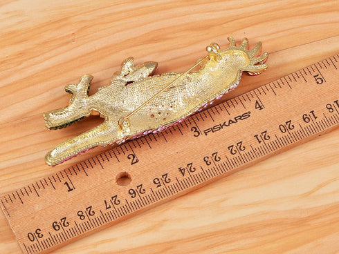 Alilang Womens Golden Tone Pink Rhinestones Tropical Parrot Cockatoo Bird Brooch Pin...