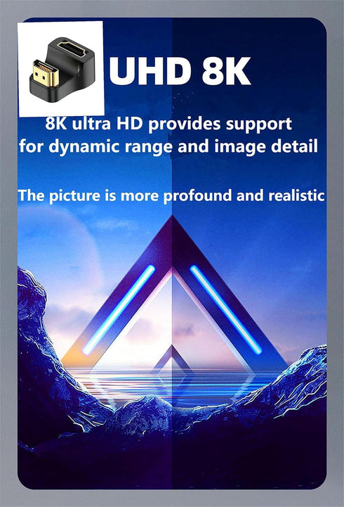 U Shape HDMI 2.1 Adapter Male to Female Standard HDMI Type A Adapter UHD 3D 8K@60Hz 180 Degree Up Angle for Laptop Projector TV PC...