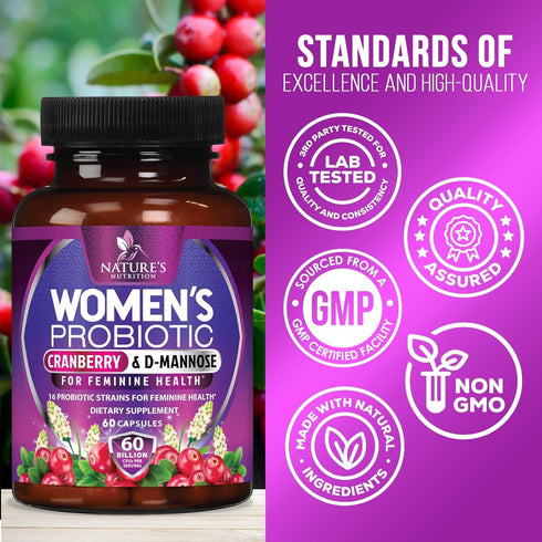 Probiotics for Women's Vaginal Health - 60 Billion CFU Probiotic with Prebiotics for pH Balance & Digestive Support, Womens Probiotic for Urinary ...
