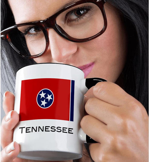 3dRose (mug_107392_4) Tennessee State Flag - Two Tone Black Mug, 11oz...
