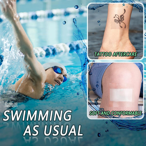 50 Pieces Waterproof Shower Patch Adhesive Bandage Transparent Stretch Shower Cover Protective Transparent Film Adhesive Bandages Dressing, 4 x 5 ...