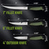 Mossy Oak 3-Piece Fishing Fillet Knife Set with Protective Sheath, Stainless Steel Filet Knives with Non-Slip Handle, Bait Knife for Filleting and...