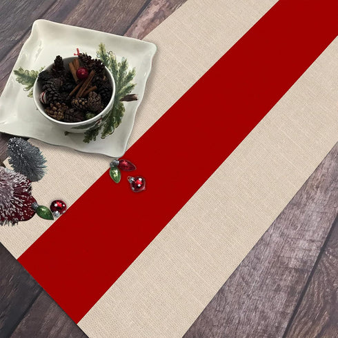 Seliem New Year 2025 Red Stripe Table Runner, Merry Christmas Tabletop Scarf Home Kitchen Winter Holiday Striped Decor, Seasonal Xmas Farmhouse Ru...