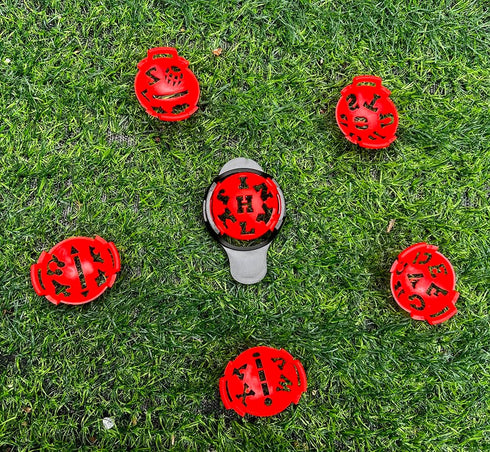 Red Color 6 in 1 Golf Ball Liner Line Marker Template Drawing Mark Alignment Tool(Red)...