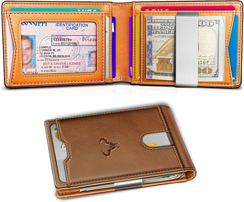 BULLIANT Men Wallet, Slim Leather Wallet Money Clip for Gift Men 3"X4.3" RFID Blocking 11 Cards...