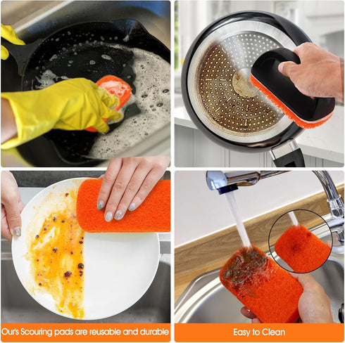 Upgraded 6-Piece Griddle Cleaning Kit for Blackstone, Flat Top Grill Cleaner Non-Scratch Scouring Pads for Kitchen - Heavy-Duty 5 Griddle Scrubber...