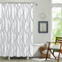 Biscaynebay Extra Long Textured Fabric Shower Curtain 72 W x 84 L, Silver Grey Striped Printed Linen Modern Hotel Luxury Quality Cloth Bathroom Cu...