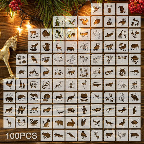 100 Pcs Stencils for Painting on Wood Reusable Stencil Crafts Drawing Templates Holiday Stencils Wall Paper Stencil Set for DIY Art Scrapbook Home...