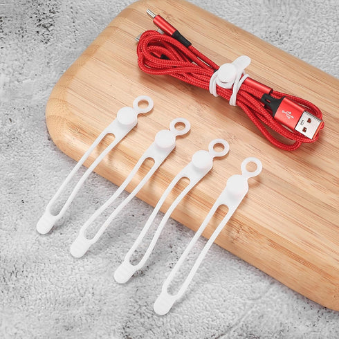 25 Pcs Silicone Cable Ties, Reusable Cable Straps Wire Organizer, Cable Management Cord Organizer for Fastening Earphone Phone Charger Home Office...