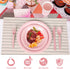 Pink Party Birthday Supplies, Pink Paper Plates Napkins Cups, Disposable Dinnerware Set Serves 25, Pink Plastic Forks Knives Spoon for Wedding Bri...