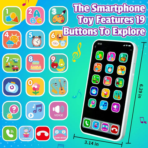 Baby Cell Phone Toy: Baby Phone Toy Fake Phones for Kids 6 to 12 Months Toddler Play Phone for Toddlers 1-3 - Kids Smart Phone Toys with Music & L...
