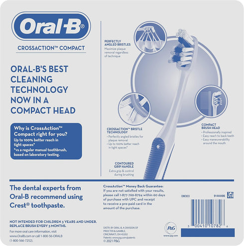 Oral-B CrossAction Compact Toothbrush, Soft, 6 Count...