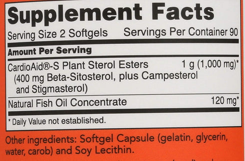 NOW FOODS SPO Beta-Sitosterol Plant Sterols with Fish Oil, 180 Count...
