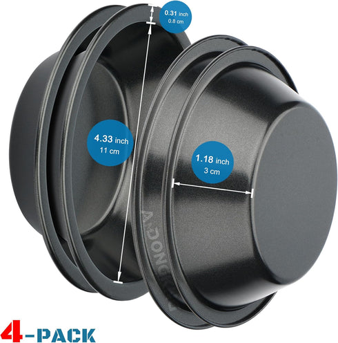 5 inch Small Pie Pan, 4 Pack Nonstick Round Cake Bread and Meat Tins for Oven and Instant Pot Baking...