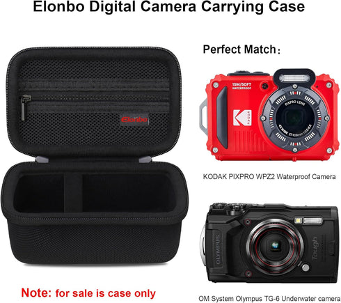 Carrying Case for KODAK PIXPRO WPZ2 Rugged Waterproof Digital Camera, Shockproof WiFi 4K Video Digital Camera Storage Cover Bag, Mesh Pocket fits ...