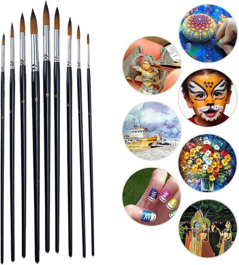 Nylon Paint Brushes Set, Inclined Plane Wooden Long Handle Brush Set Art Artist Professional Painting Supplies for Acrylic Watercolor and Oil Pain...