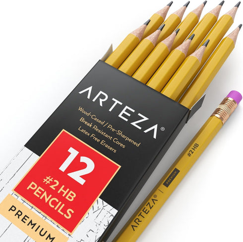 ARTEZA HB Pencils #2, Pack of 48, Wood-Cased Graphite Pencils in Bulk, Pre-Sharpened, with Latex-Free Erasers, Office & Back to School Supplies fo...