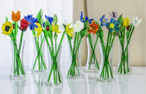 Red Co. Decorative Glass Lovely Flower Bouquet with Vase, Gift Boxed – White Calla Lilies...