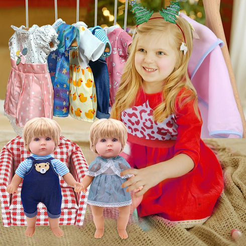 Alive Doll Clothes and Accessories - Baby Doll Dresses Fit for 10 11 12 Inch Girl Dolls, 6 Sets Doll Outfits Include Doll Dresses, Pajamas, One-Pi...