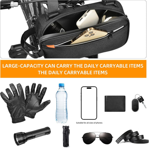 Bike Handlebar Bag Professional Waterproof Bike Crossbar Front Bag Bicycle Basket Frame Bags for Road Mountain Bicycle Outdoor Cycling Travel Hiki...
