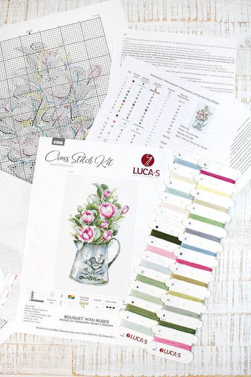 Cross Stitch Kit Luca-S - Bouquet with Roses, B7006...