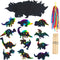 Outus 120pcs Scratch Dinosaur Craft Art Kits for Kids with 48 Scratch Dinosaur Paper24 Wooden Styluses and 48 Ribbons for Theme Birthday Party Gam...