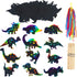 Outus 120pcs Scratch Dinosaur Craft Art Kits for Kids with 48 Scratch Dinosaur Paper24 Wooden Styluses and 48 Ribbons for Theme Birthday Party Gam...