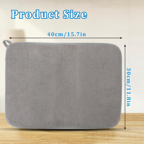Microfiber Small Dish Drying Mat Absorbent Kitchen Dish Drying Pad Dish Drainer Kitchen Counter Drying Mat for Countertop (12*16 inch, Gray)...