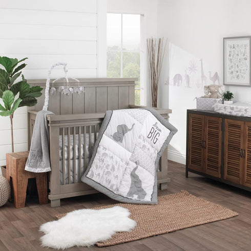 NoJo Elephant Tribe Grey and White 100% Cotton Photo Op Fitted Crib Sheet...